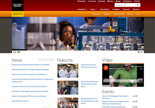 University of Guelph homepage gets new look.