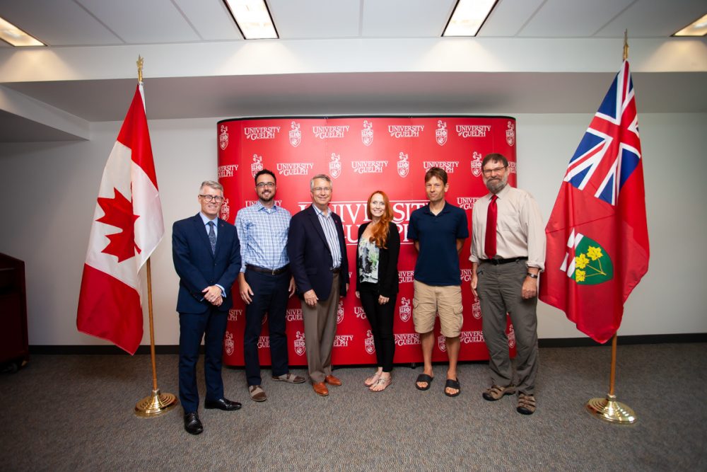 Prof. Malcolm Campbell, Prof. Scott Ryan, Lloyd Longfield, Prof. Melissa Perreault, Prof. David Wright, and Prof. Roy Danzmann (University of Guelph)