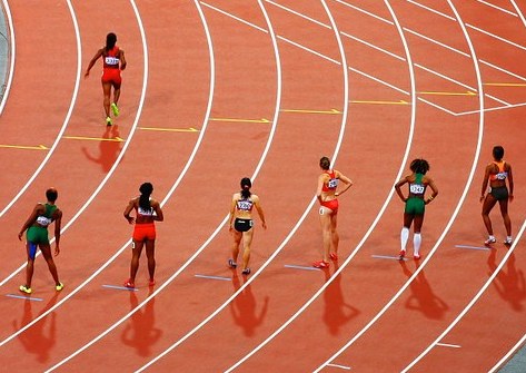 Photo shows women runners on a track