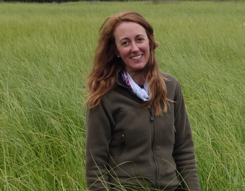 photo of Prof. Merritt Turetsky standing in a green field