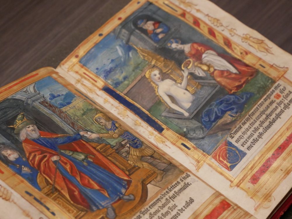 A brightly coloured illustration in the manuscript