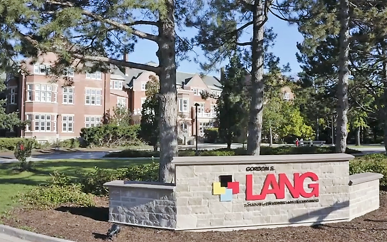 The sign outside the Gordon S. Lang School of Business and Economics