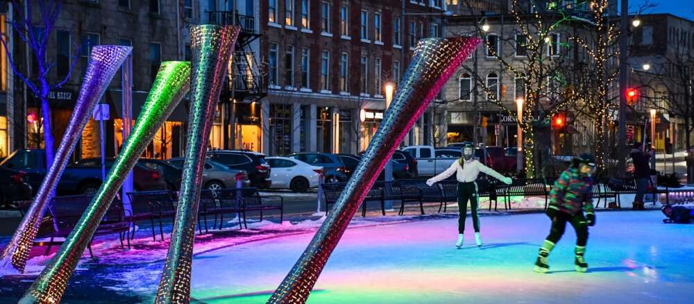 Night time skating on Guelph outdoor rink