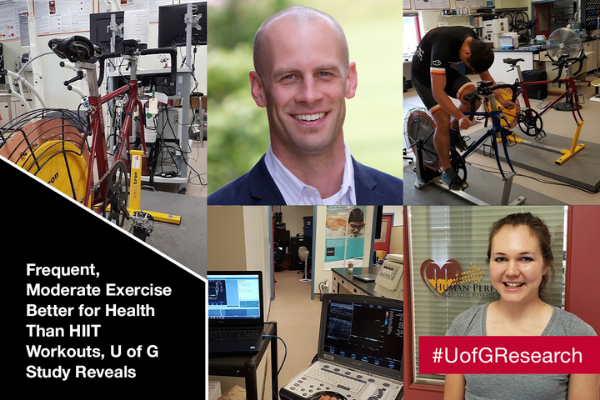 A photo collage of Dr. Jamie Burr, Heather Petrik and ergometric cycles