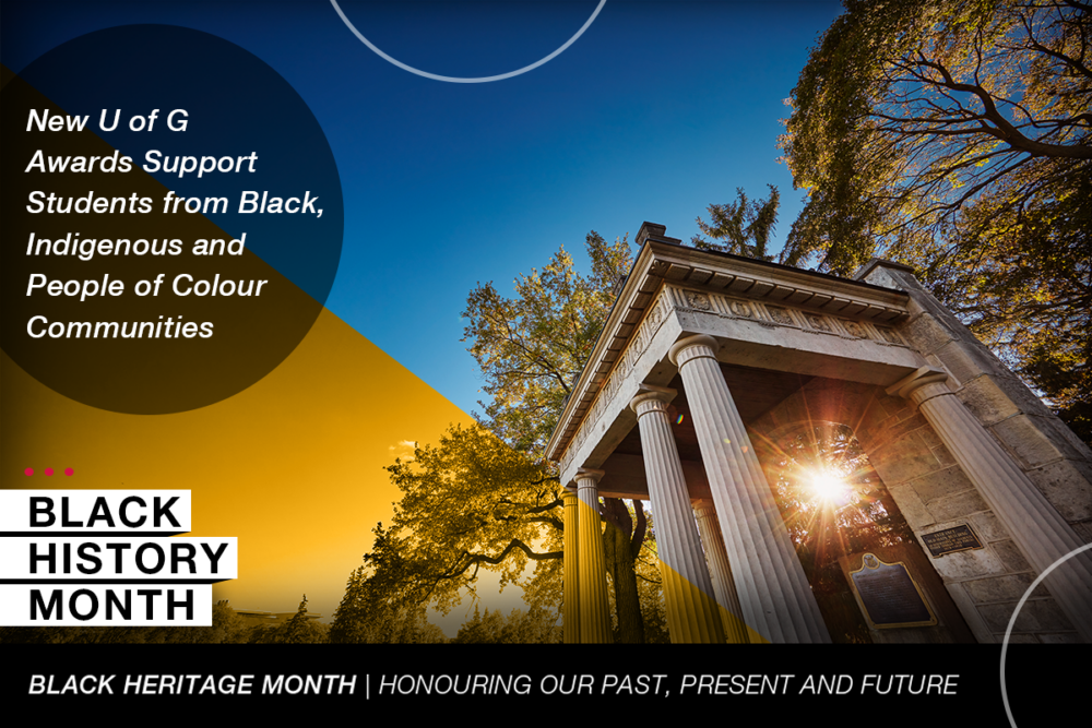 Graphic shows the U of G portico