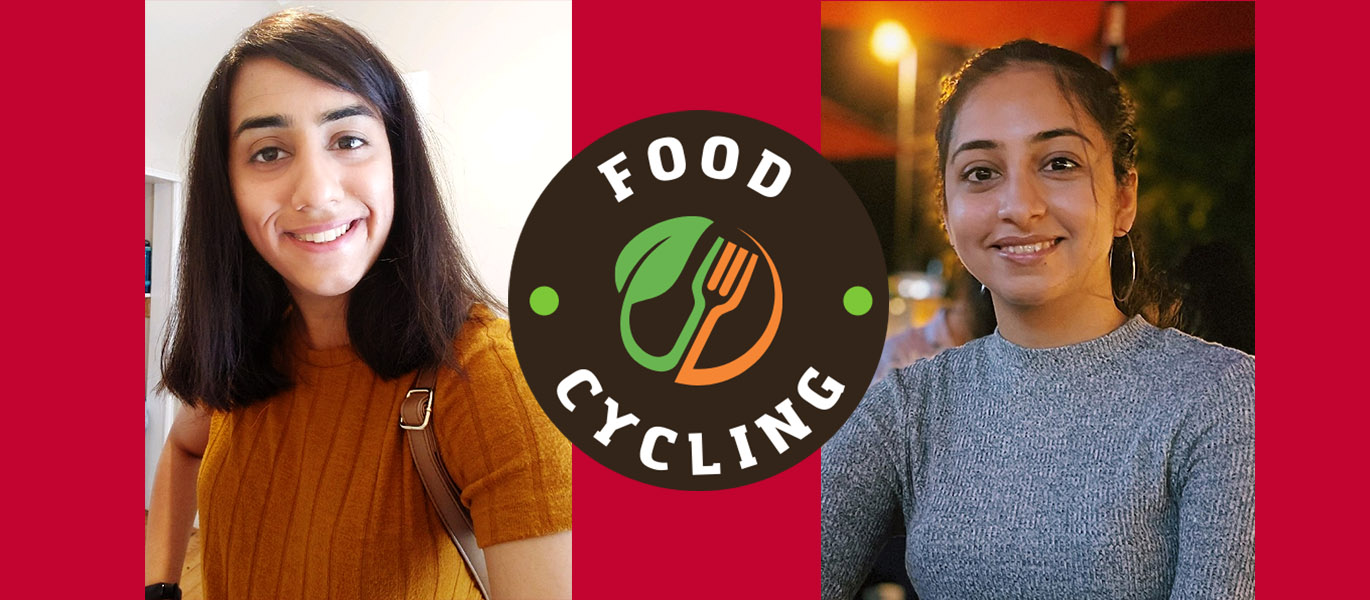 The faces of Prabhleen Ratra and Ananya Thukral with the Food Cycling logo between them