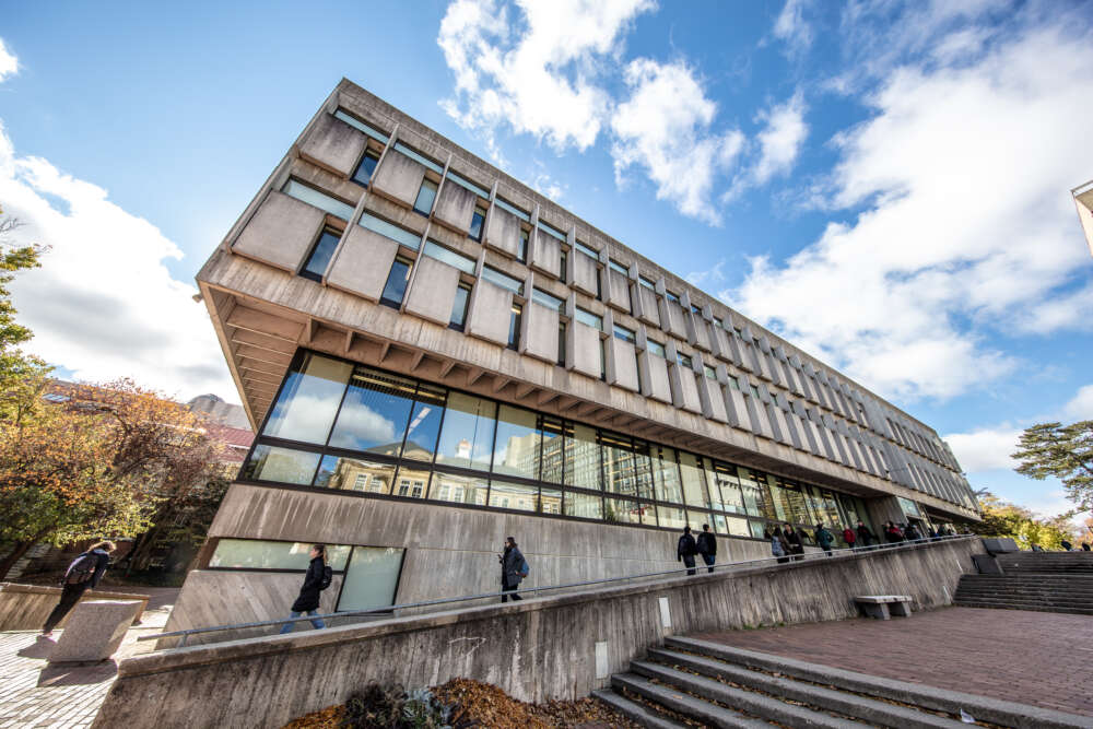 Students walk the ramp outside the McLachlin Library exterior