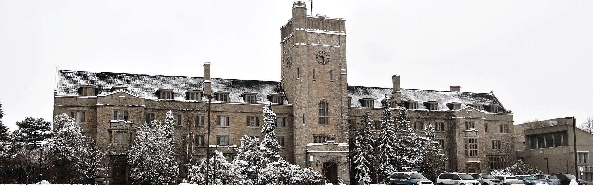 Johnston Hall on the U of G campus covered in snow
