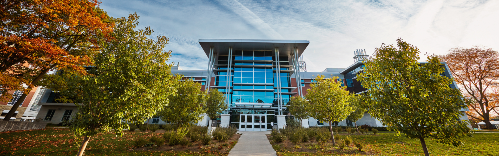 The pathway leading to Alexander Hall.