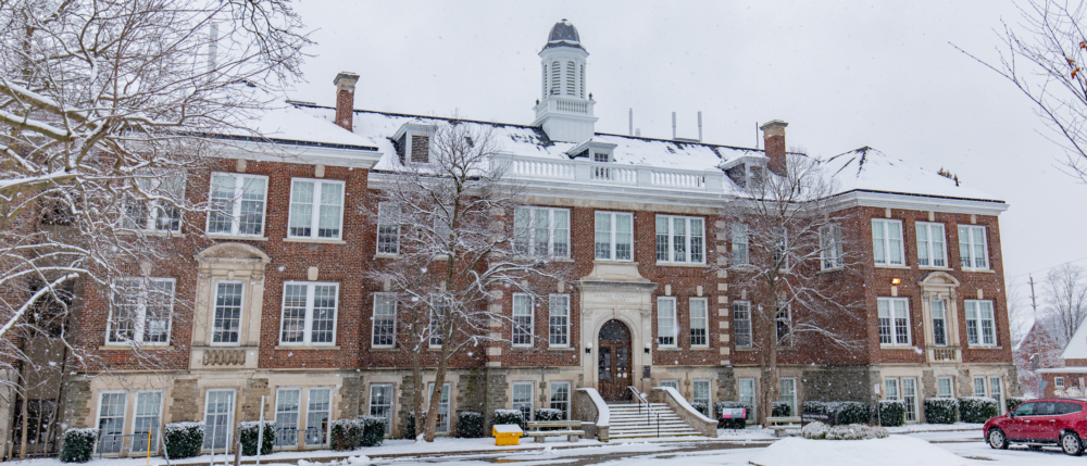 OVC main building on a snowy winter day.