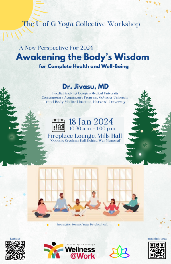 A New Perspective for 2024: Awakening the Body's Wisdom for Complete Health and Well-Being. Dr. Jivasu, MD. Paediatrics, King George's Medical University. Contemporary Acupuncture Program, McMaster University, Mind Body Medical Institute, Harvard University.
