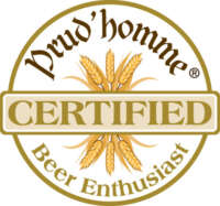 Prud'homme certified beer enthusiast logo.