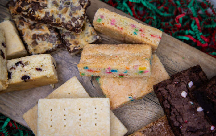 An assortment of festive cookie bars.