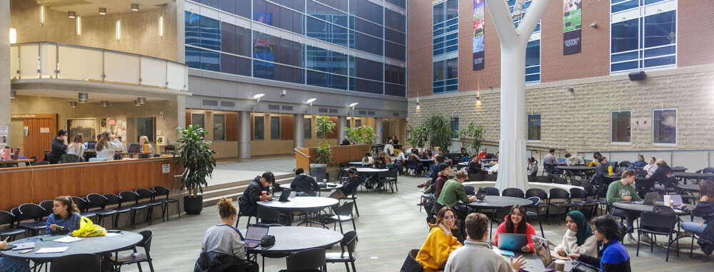 Inside the atrium of students