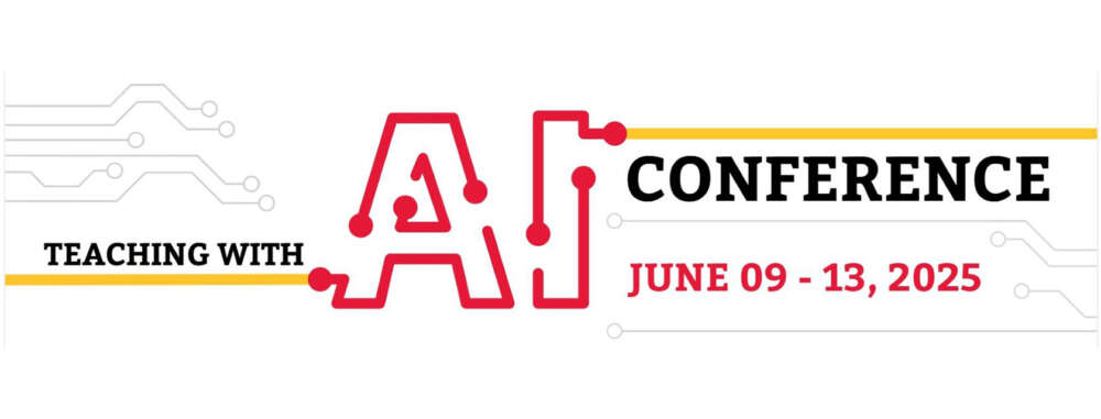 A graphic with the words Teaching With AI conference June 9-13, 2025