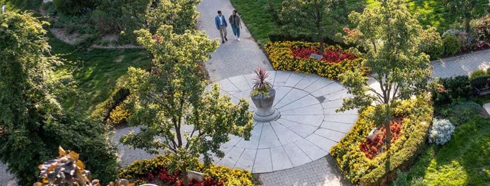 Aerial shot of gardens on the U of G campus