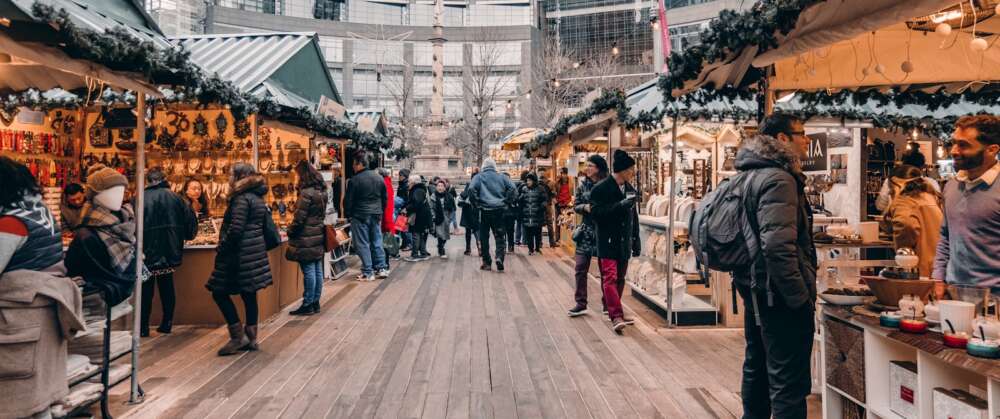 man wearing grey bubble jacket