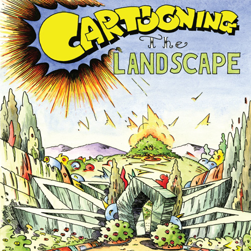 Cartooning the landscape. A cartoon depiction of a landscape with a solitary tree and sharp grey forms in the foreground.